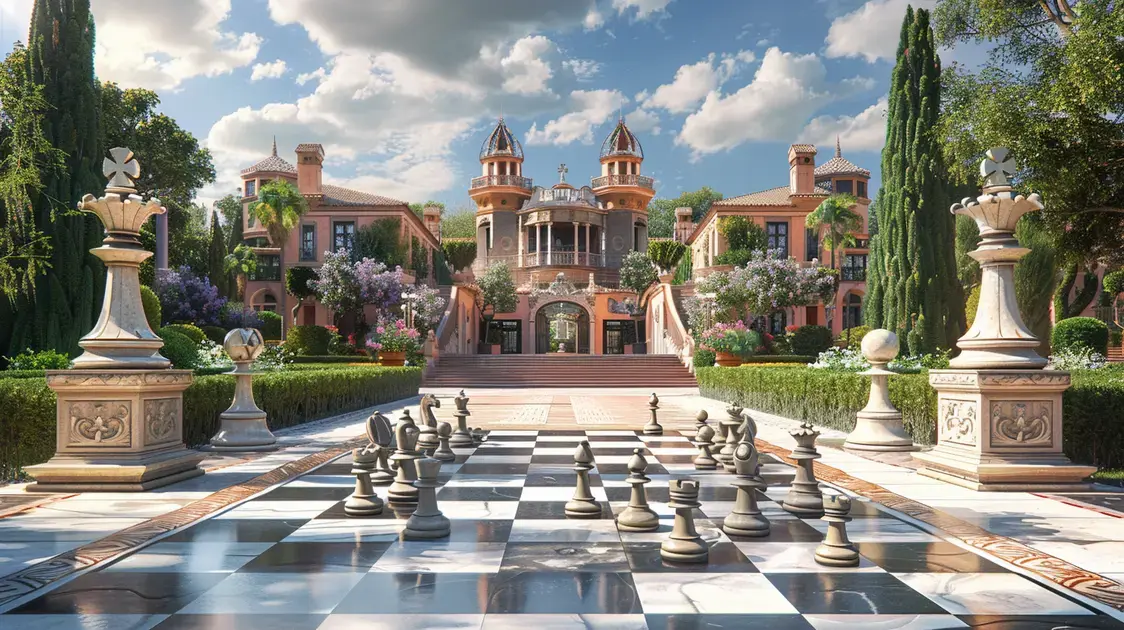 Conheça a deslumbrante mansão com tabuleiro de xadrez gigante que está disponível por 8,5 mi de euros na Espanha!
