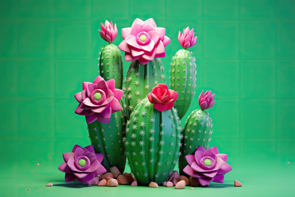 Cactos com Flores 